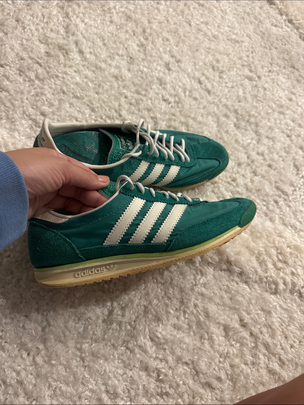 adidas Teal Green Runner Sneakers with White Stripes